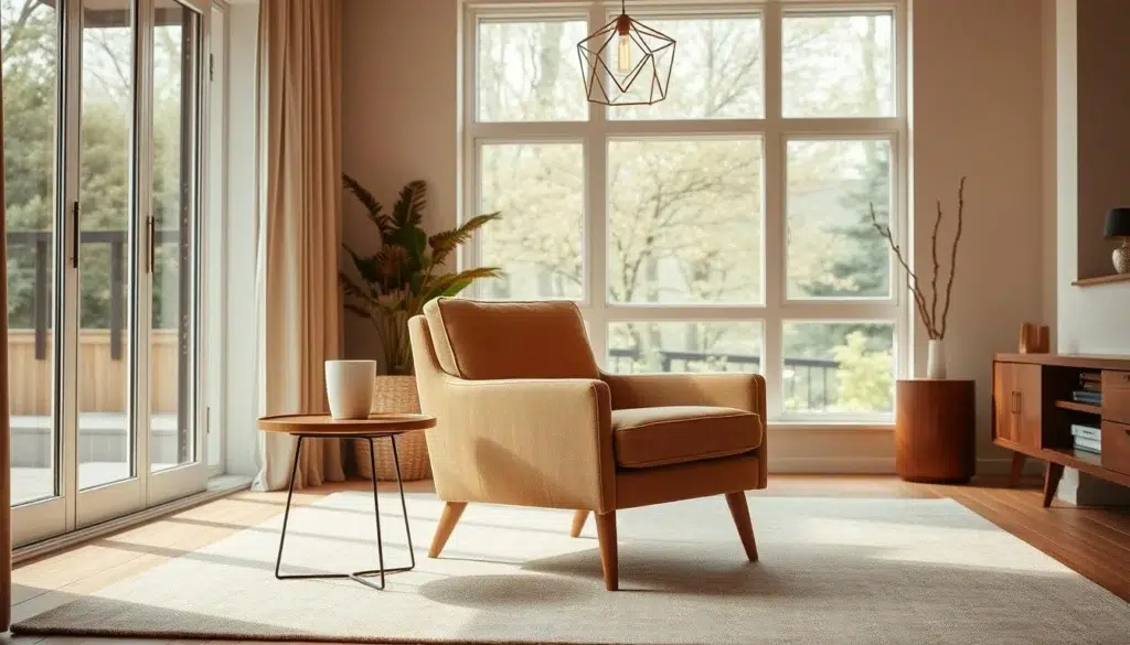 mid century stoel in woonkamer