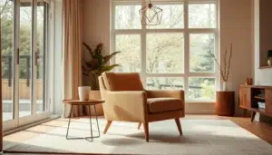 mid century stoel in woonkamer