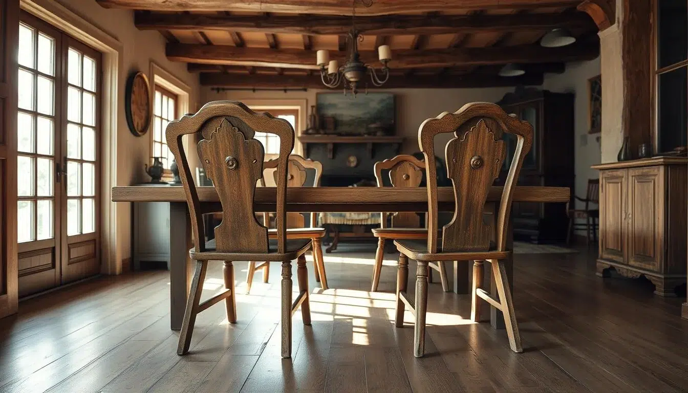 oude houten eetkamerstoelen