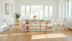 witte klapstoelen voor de eetkamer