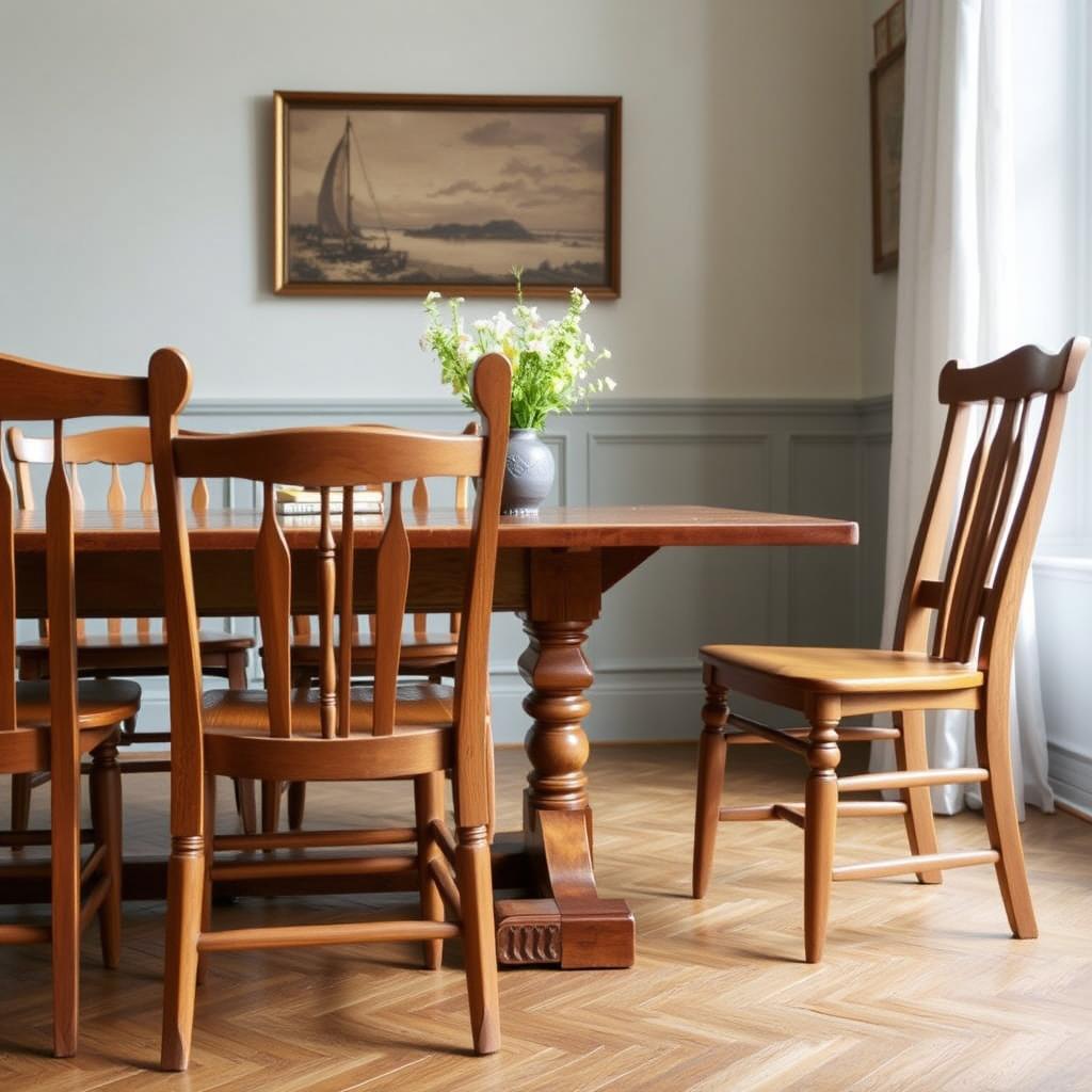 Klassieke houten eetkamerstoelen
