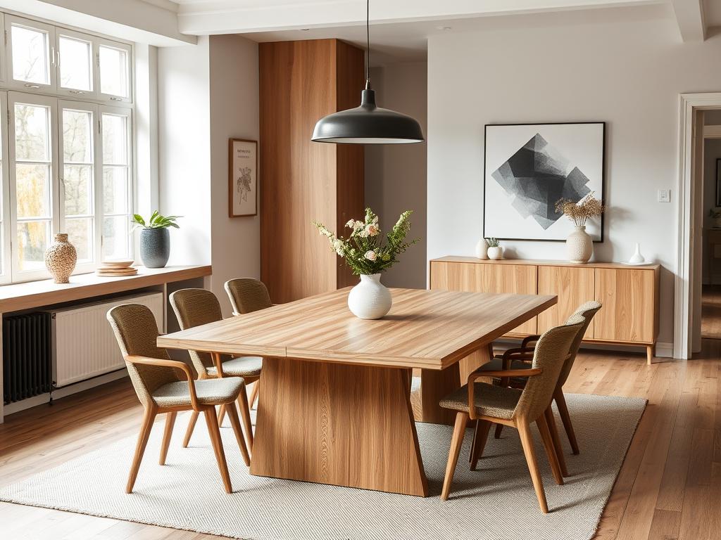 Rechthoekige eettafel in moderne eetkamer