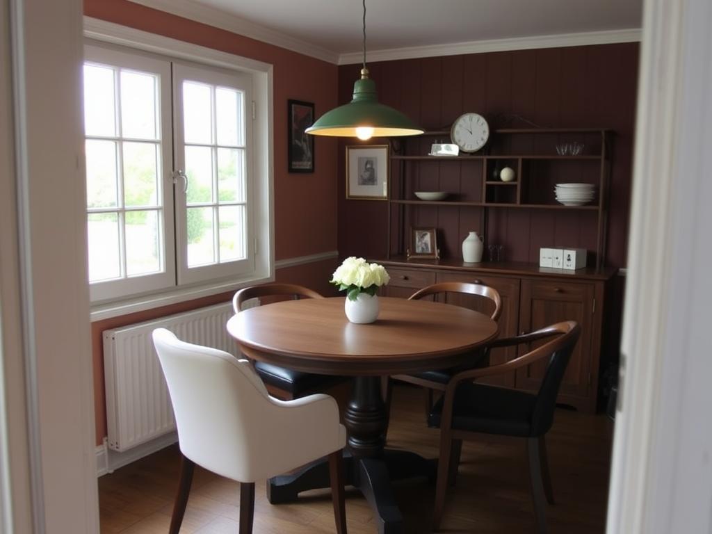 Ronde eettafel in gezellige eetkamer