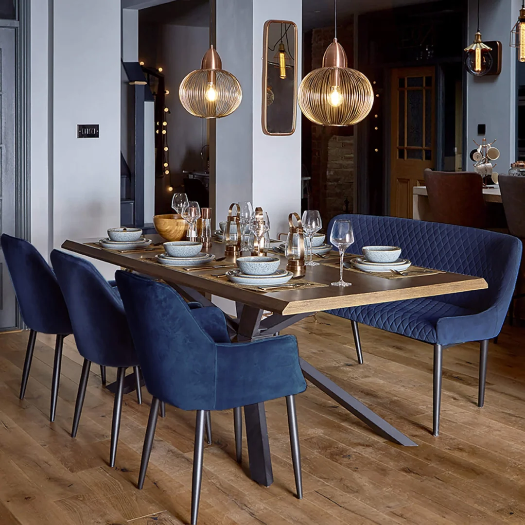 Blauwe eetkamerstoelen