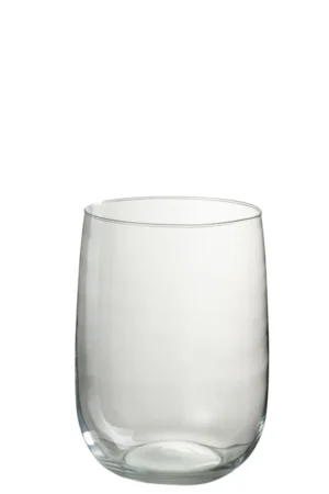 De Kaarsenhouder Orkaan Ei Glas Transparant, een kaarsenhouder van helder glas, wordt getoond tegen een effen witte achtergrond.