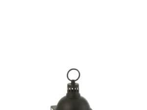De Lantaarn Hagrid Glas IJzer Zwart Small is een lantaarn van zwart metaal en glas met een vierkante voet, heldere zijkanten en een rond handvat aan de bovenkant, afgebeeld tegen een effen witte achtergrond.