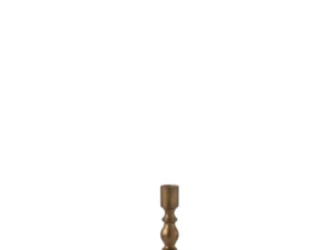 De Kaarsenhouder Neuh Aluminium Brons Klein is een hoge, slanke bronzen kandelaar met decoratieve ribbels en een ronde stevige voet, gecentreerd op een effen witte achtergrond.