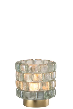 Theelichthouder Vierkant Mozaïekglas Transparant Klein heeft helder mozaïekglas in een vierkante vorm. Wanneer een kaars brandt, werpt deze een zachte, warme gloed door het transparante glas.