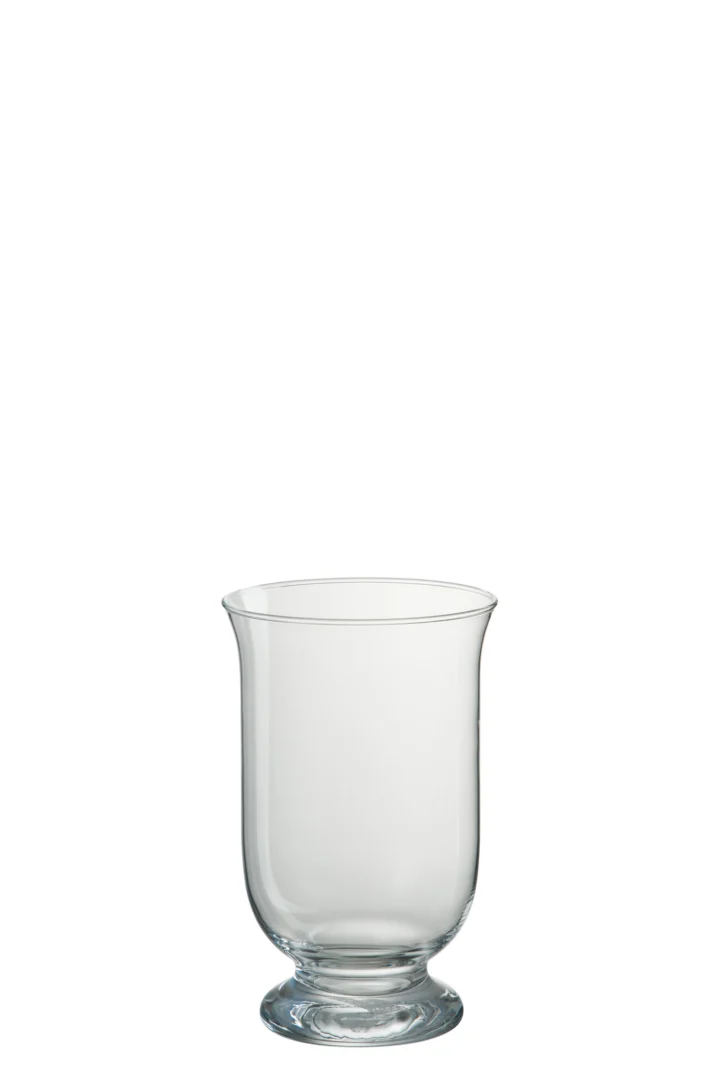 De Kaarsenhouder Hurricane Glas Transparant is een kandelaar van helder glas met een wijde opening en een korte voet, tegen een effen witte achtergrond.