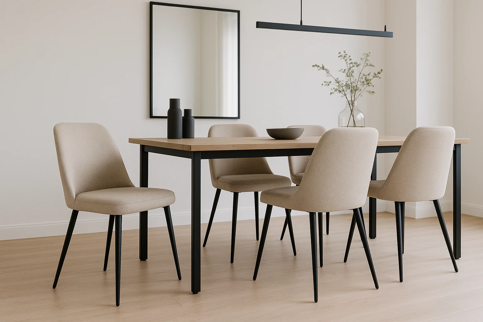 Hoe style je beige eetkamerstoelen met zwarte poten modern