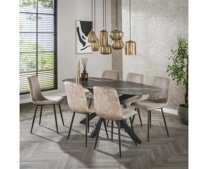Ribstof eetkamerstoelen