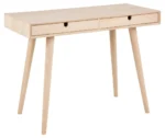 Witgeolied eikenfineer bureau, 100x45 cm. Scandinavisch design met 2 laden.