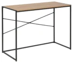 Seaford kantoortafel met houten blad en zwart metalen frame. Moderne bureautafel voor kantoor of thuiswerkplek.