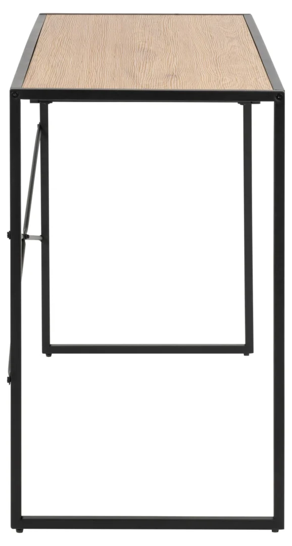 Industrieel bureau eikenlook met zwart metalen frame. Strak design bureau met lade.