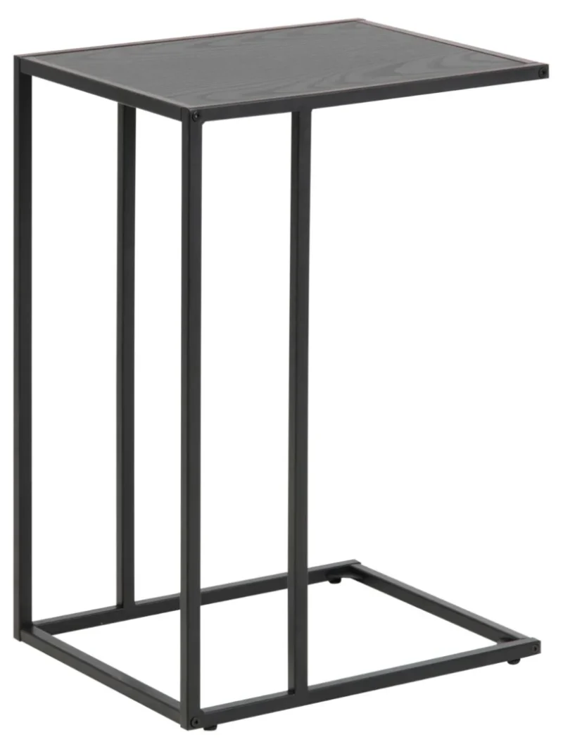 De Bijzettafel 35 x 63 CM Rechthoek is een compacte, moderne C-vormige bijzettafel van kunststof, met een rechthoekig blad en ontworpen om gemakkelijk onder banken of stoelen te schuiven.