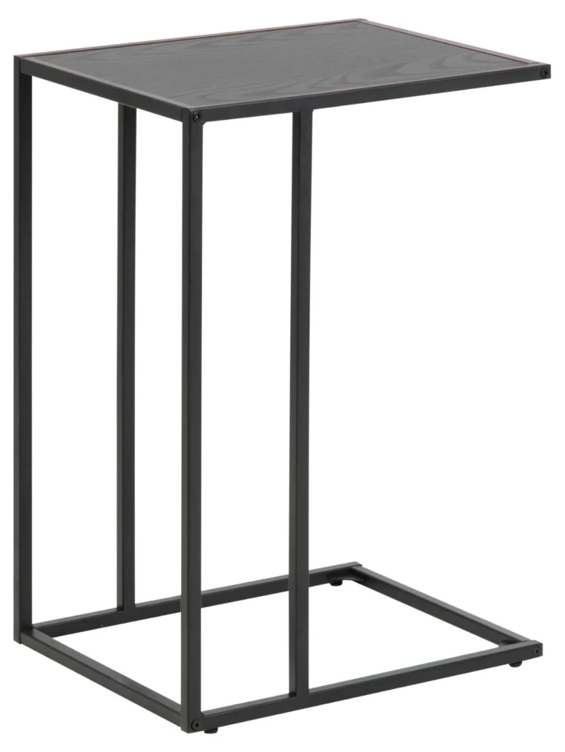 De Bijzettafel 35 x 63 CM Rechthoek is een compacte, moderne C-vormige bijzettafel van kunststof, met een rechthoekig blad en ontworpen om gemakkelijk onder banken of stoelen te schuiven.