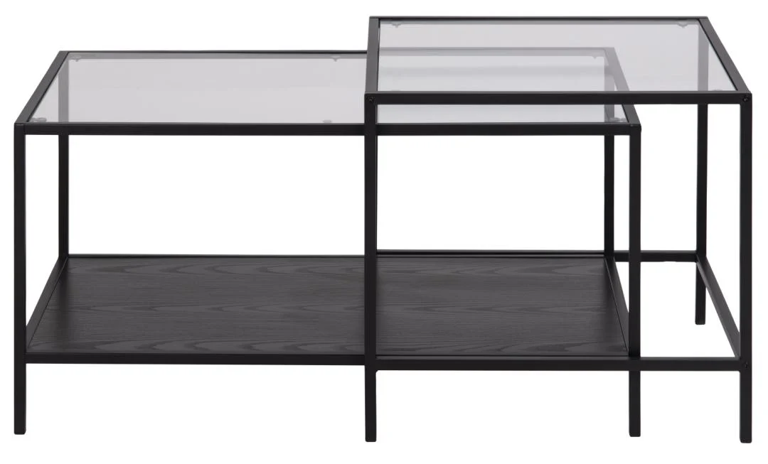 De Salontafel Zwart 50 x 45 CM Rechthoek is een moderne rechthoekige salontafel van zwart kunststof, met overlappende delen op verschillende hoogtes voor een stijlvolle look.
