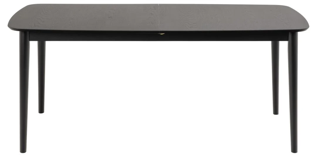 De Eettafel Montreux is een ronde eettafel (90 x 75 cm) met een mat MDF blad en zwart onderstel, van voren gezien tegen een witte achtergrond.