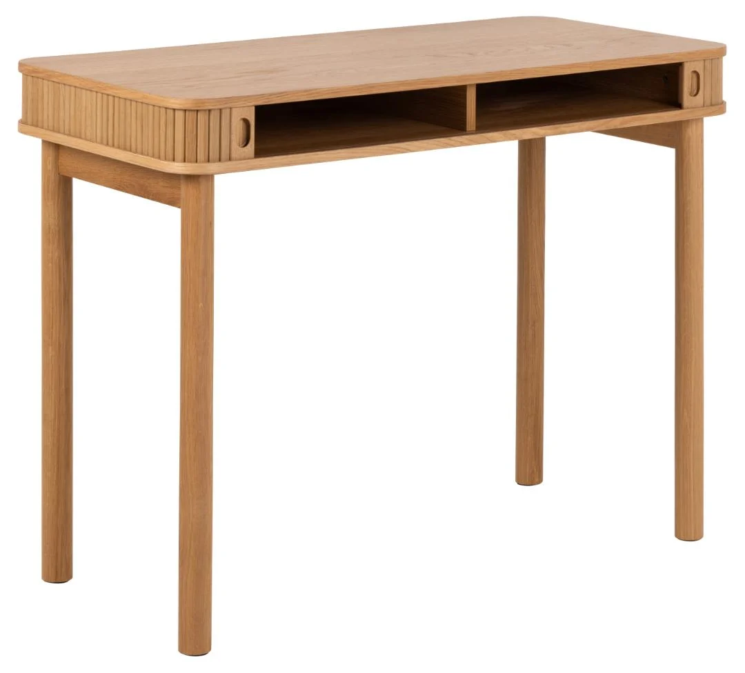 Eiken bureau Langley 100x50x75 met rolluik en opbergruimte. Modern design bureau.