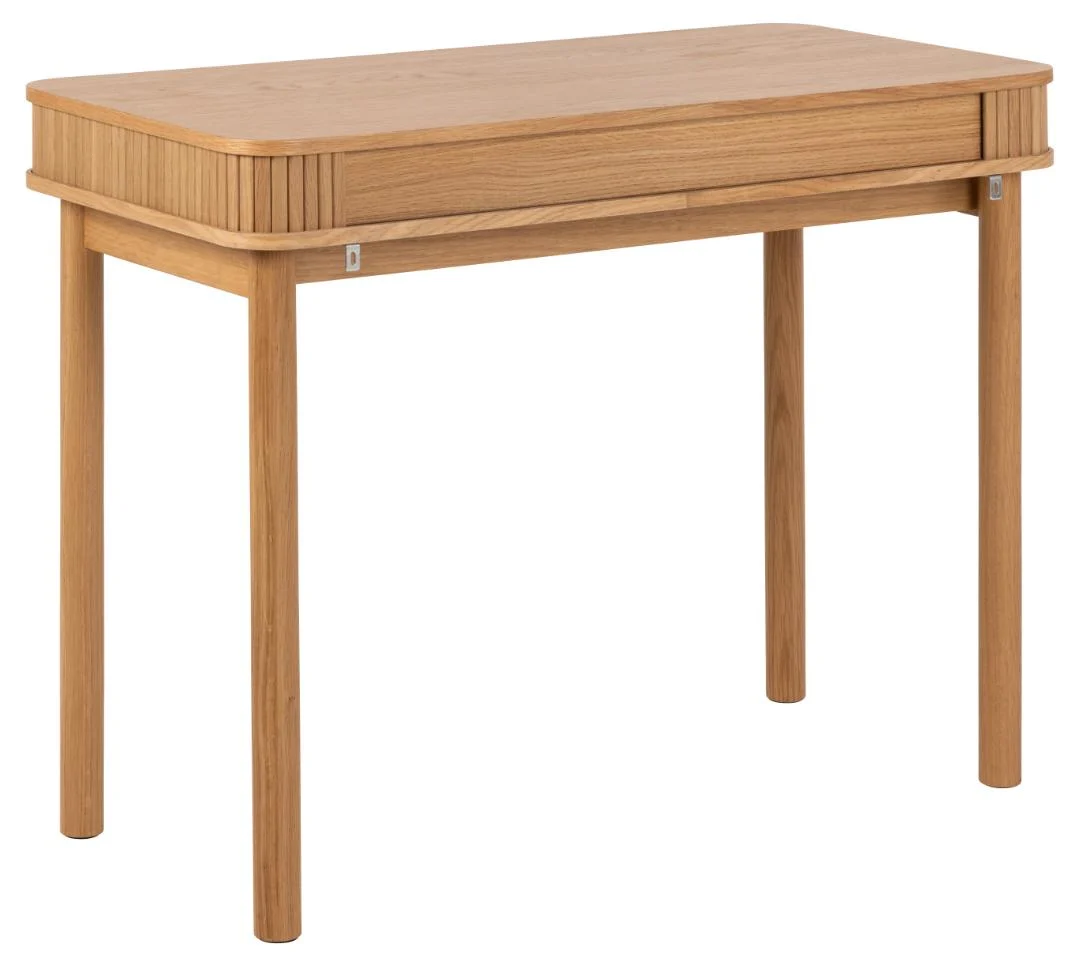 Langley bureau van eikenhout, 100x50x75 cm. Bureau met rolluik en opbergruimte.