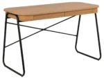 Bureau 120x60 eikenlook met zwarte poten. Industrieel design bureau met 2 lades.