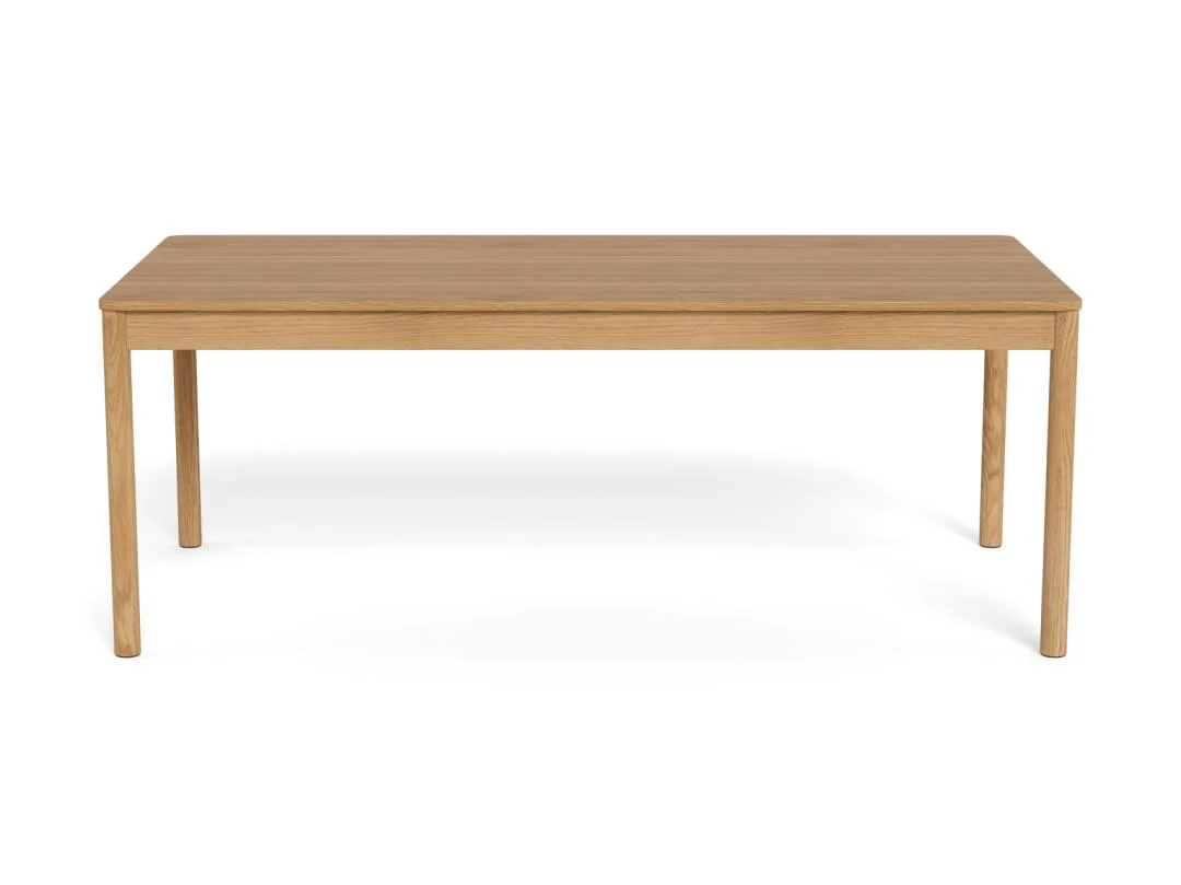 Een ronde eiken tafel, Eettafel Nieuwe Sfeer 100 x 75 CM Rond, tegen een effen witte achtergrond.