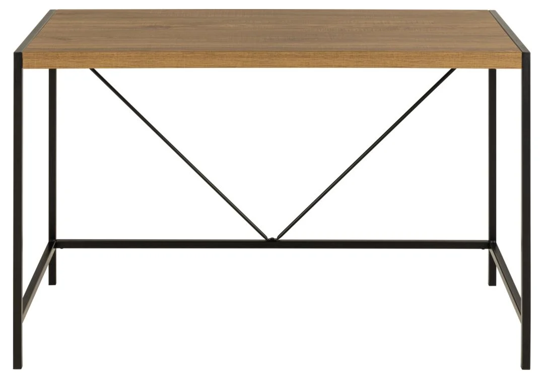 Industrieel kantoorbureau 120x60 eiken melamine met zwart metalen frame.