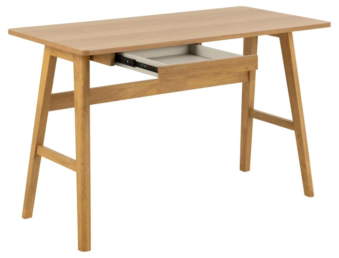 Barnett bureau 120x60 cm. Mat eikenfineer bureau met lade. Stijlvol en functioneel.