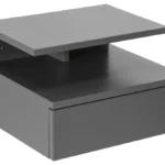 Het Nachtkastje Grijs MDF Slaapkamer is een modern, grijs wandnachtkastje met strakke lijnen, een rechthoekige lade en een open plank erboven.