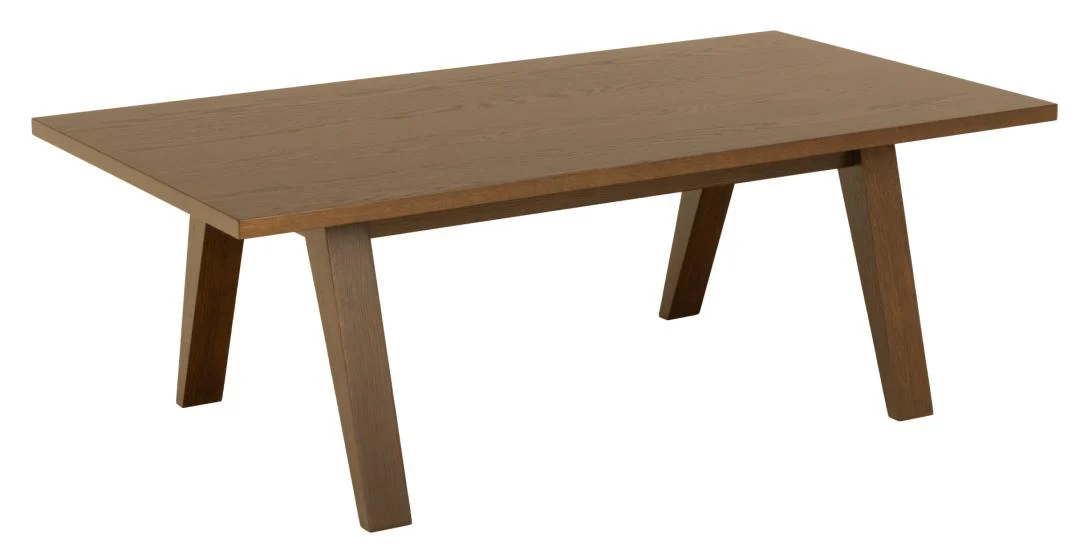 De Salontafel Grijs (70 x 45 cm) is een rechthoekige salontafel met een glad eikenfineer oppervlak en vier schuine poten, met een eenvoudig, modern ontwerp tegen een witte achtergrond.
