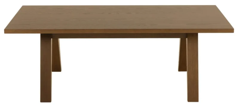 De Salontafel Grijs is een rechthoekige tafel (70 x 45 cm) gemaakt van eikenfineer, met een plat blad en vier rechte poten, van voren gezien tegen een witte achtergrond.