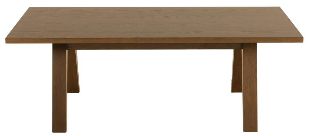 De Salontafel Grijs is een rechthoekige tafel (70 x 45 cm) gemaakt van eikenfineer, met een plat blad en vier rechte poten, van voren gezien tegen een witte achtergrond.
