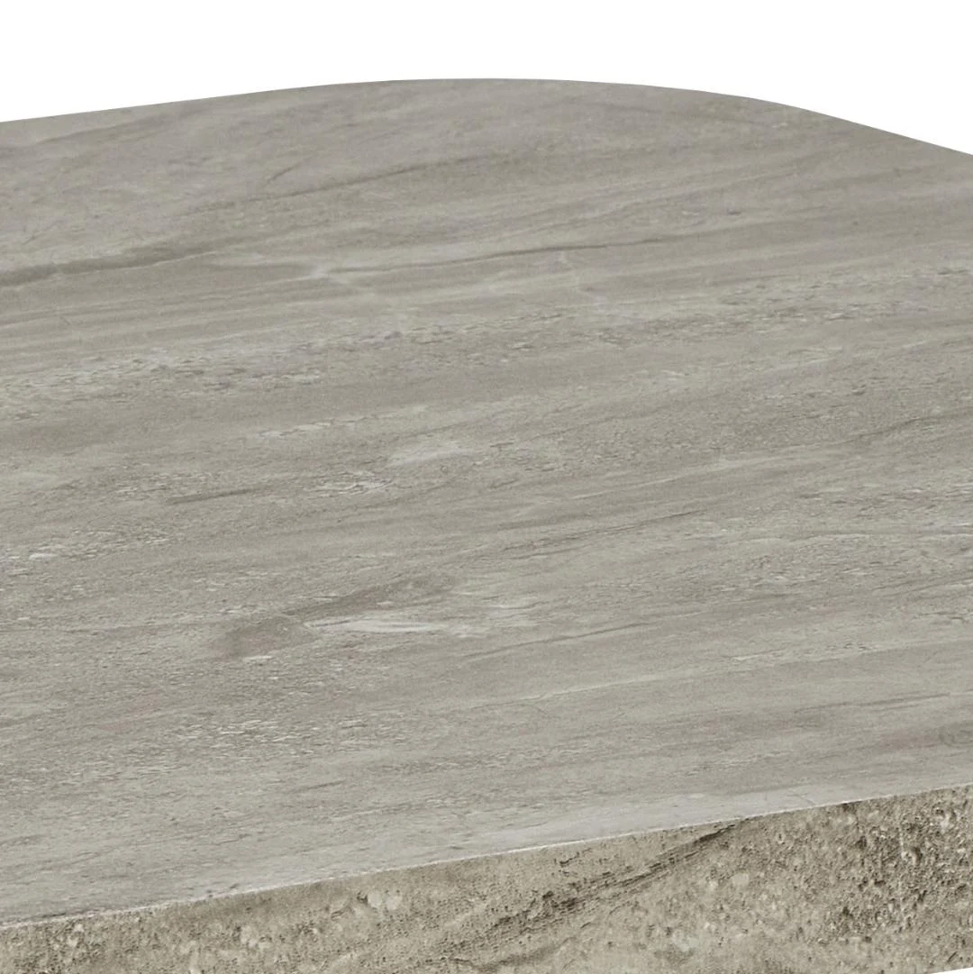 Een close-up van de Salontafel Grijs, een vierkante tafel van kunststof van 60 x 60 cm.