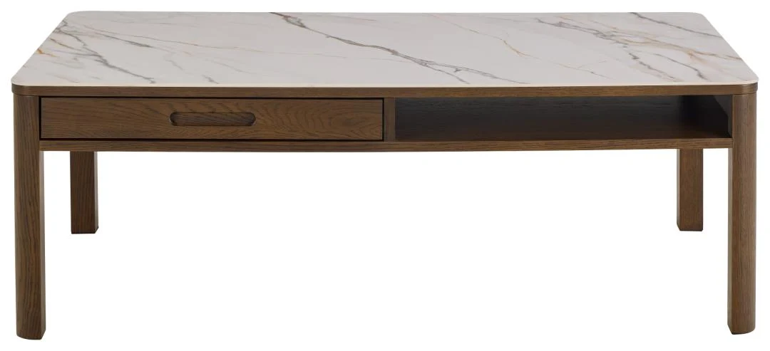 Salontafel Beige 70 x 45 CM Rechthoek  Eikenfineer - Afbeelding 2