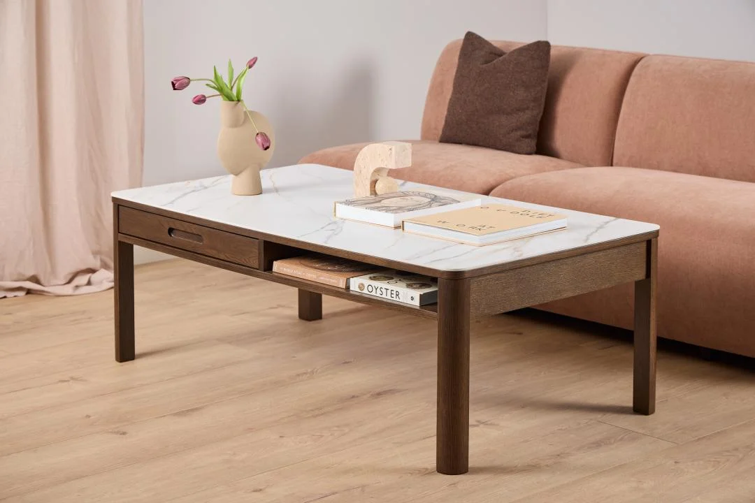 Salontafel Beige 70 x 45 CM Rechthoek  Eikenfineer - Afbeelding 8