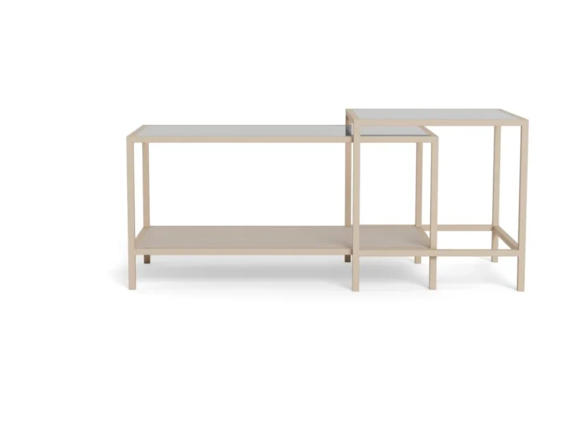 De Salontafel Grijs 45 x 45 CM Rechthoek is een moderne, minimalistische salontafel van kunststof met een strak rechthoekig ontwerp tegen een effen witte achtergrond.