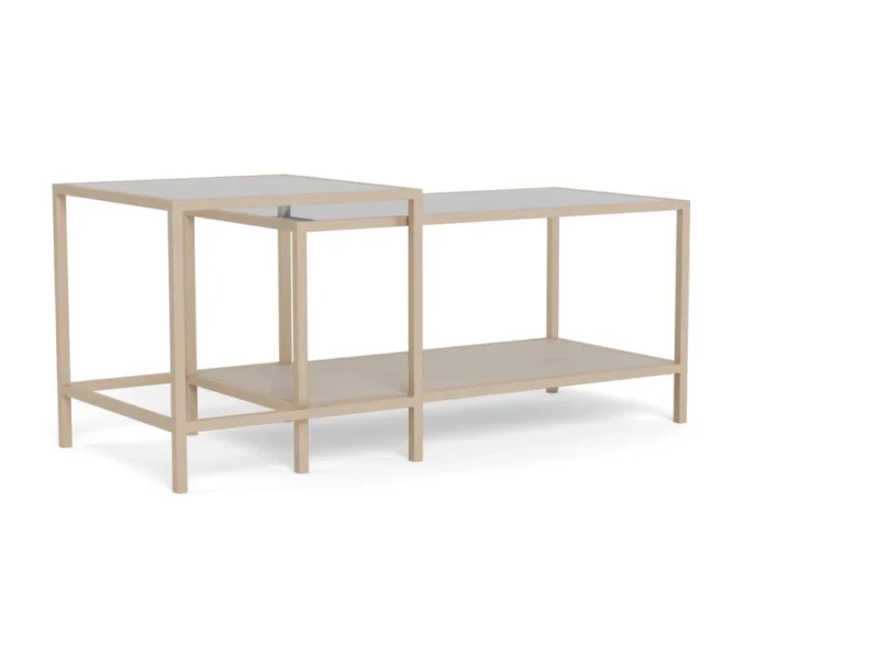 Een minimalistische Salontafel Grijs 45 x 45 CM Rechthoek gemaakt van kunststof, met een strakke grijze afwerking en een compact rechthoekig ontwerp - ideaal voor moderne ruimtes.