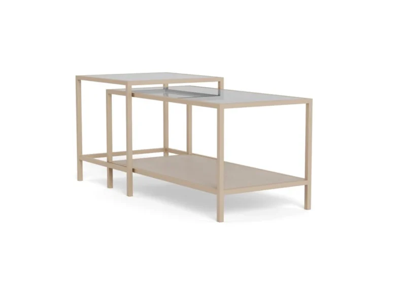 De Salontafel Grijs 45 x 45 CM Rechthoek is een moderne, minimalistische rechthoekige salontafel van grijs kunststof met een strak design.