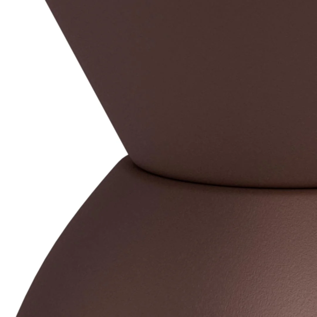 Close-up van elkaar kruisende, gladde, matte oppervlakken in grijs- en bronstinten met afgeronde vormen, die de textuur en kromming van de Salontafel Grijs, Brons 40 CM Rond benadrukken. Het moderne ontwerp is gemaakt van kunststof en lijkt op abstracte beeldhouwkunst.