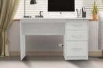 Witte bureau 75x121x60 met 3 lades. Ruimtebesparend en modern design voor thuiswerken of studeren.