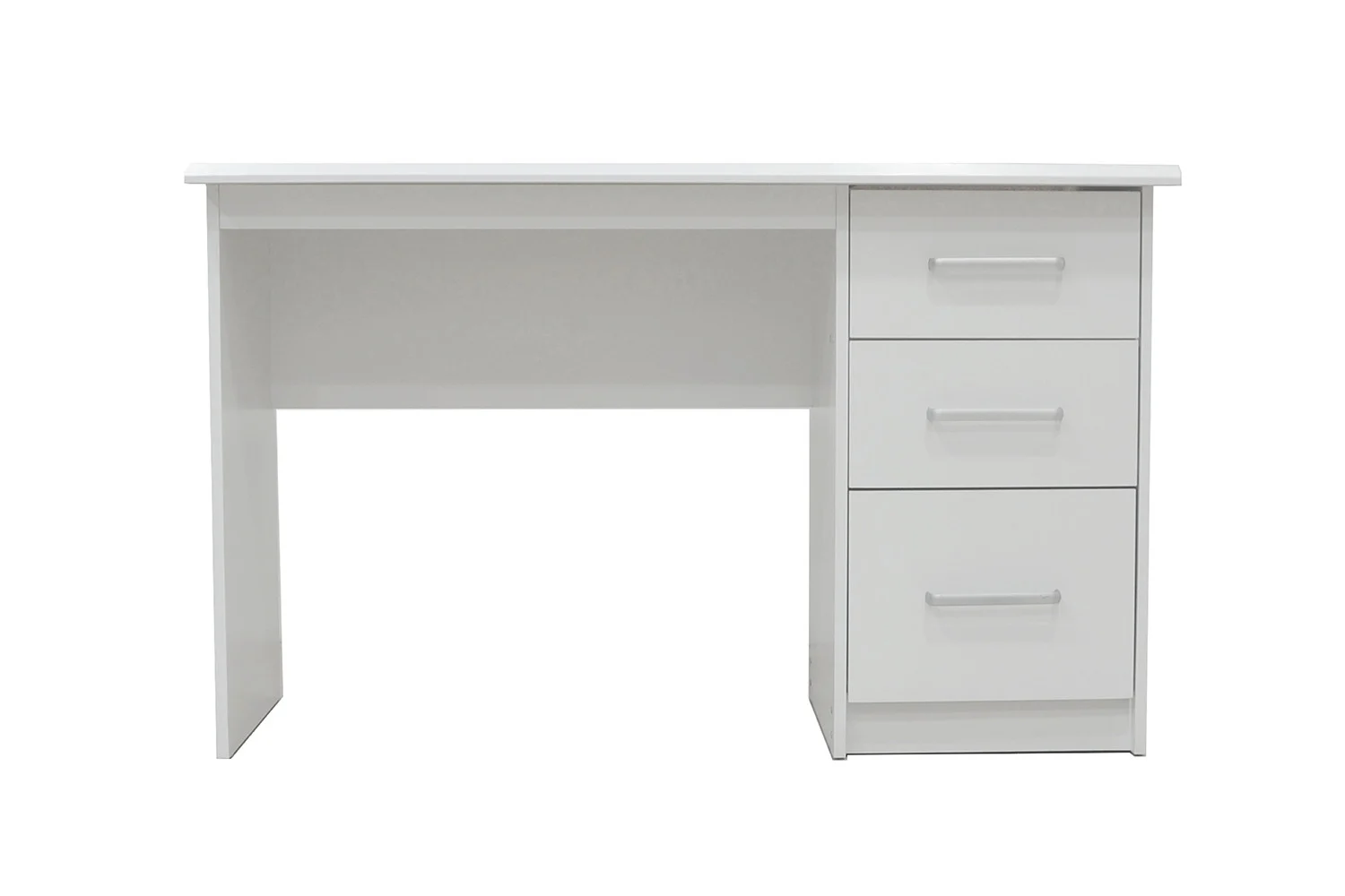 Witte bureau 75x121x60 met 3 lades. Ruimtebesparend design voor kantoor of studeerkamer.