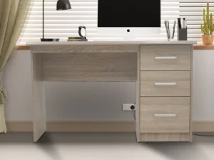 Bureau 75x121x60 Sonoma eiken met 3 lades. Duurzaam bureau voor kantoor of thuiswerkplek.