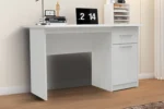 Witte bureau 75x121x60 met 1 lade en 1 deur. Modern en functioneel design voor kantoor of thuiswerkplek.