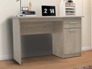 Bureau 75x121x60 cm in Sonoma eiken met lade en deur. Praktische opbergruimte voor kantoor of thuiswerkplek.