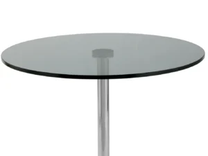 De Bijzettafel Zwart Marmer Chique heeft een rond zwart marmeren tafelblad met een chique metalen onderstel en centrale steunpaal, tegen een effen witte achtergrond.