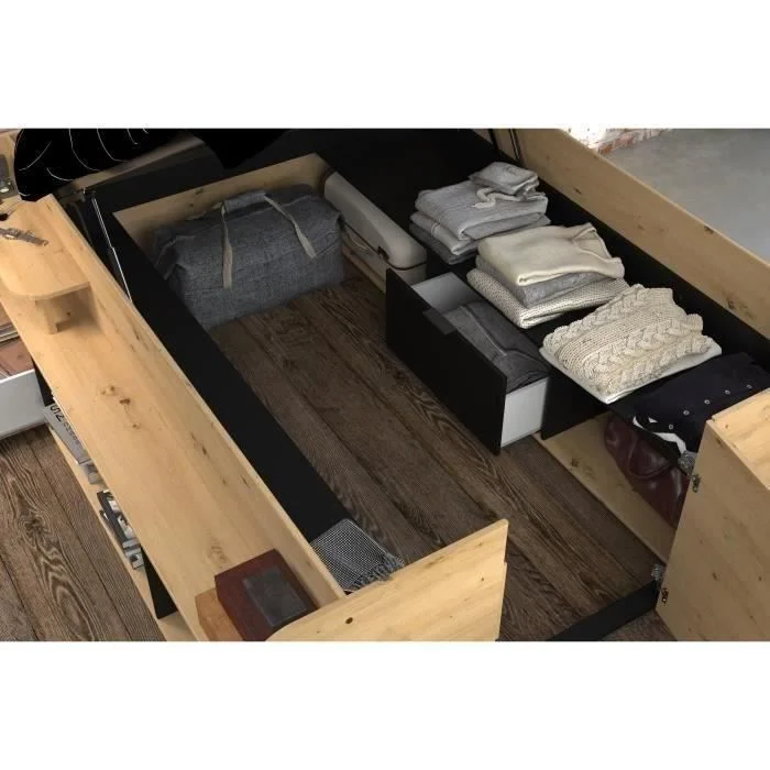 Opbergkast 166,2 x 205,8 cm Eiken/Zwart met Hefmechanisme - Afbeelding 3