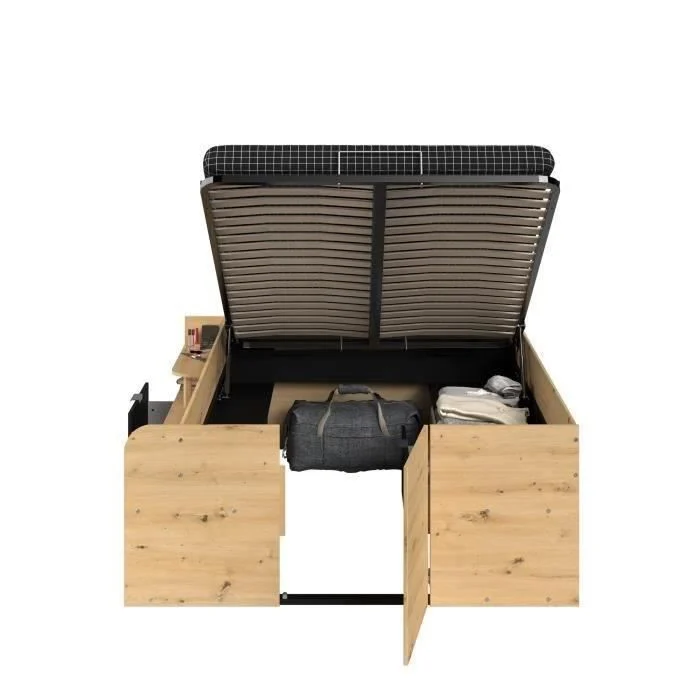 Opbergkast 166,2 x 205,8 cm Eiken/Zwart met Hefmechanisme - Afbeelding 6