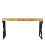 Industrieel bureau 150 cm met stalen frame en 3 lades. Modern bureau voor kantoor of thuiswerkplek.