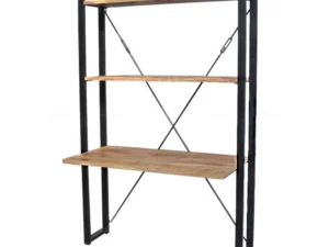 Compact wandmodel bureau, ruimtebesparend voor thuiswerkplek. Houten blad en metalen frame.