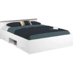 Opbergbed 140 x 190 cm Wit Spaanplaat 2 lades en nis